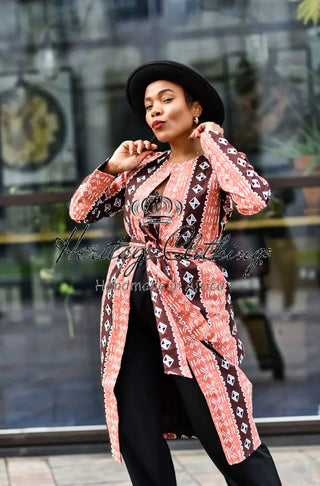 Oba Tribal Peach Jacket Dresses