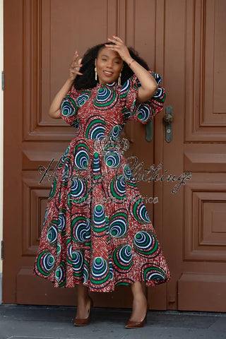 Olori Green And Red Dress Dresses