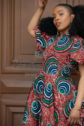 Olori Green And Red Dress Dresses