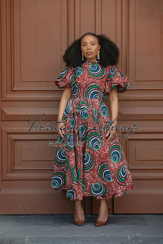 Olori Green And Red Dress Dresses