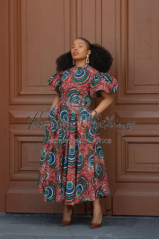 Olori Green And Red Dress Dresses