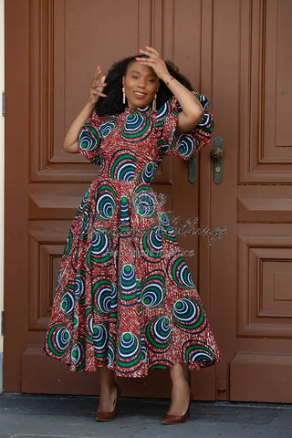 Olori Green And Red Dress Dresses