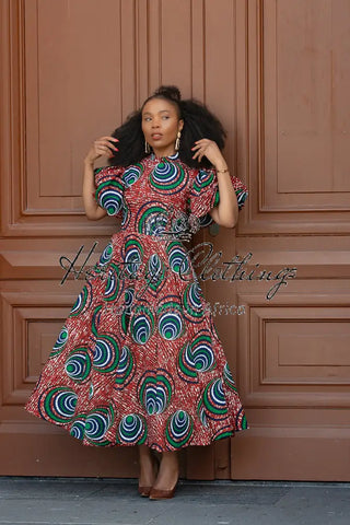 Olori Green And Red Dress Dresses