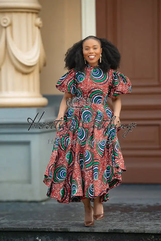 Olori Green And Red Dress Dresses