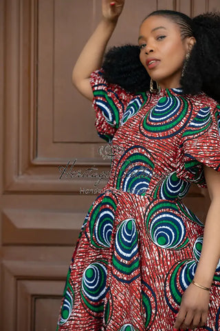 Olori Green And Red Dress Dresses