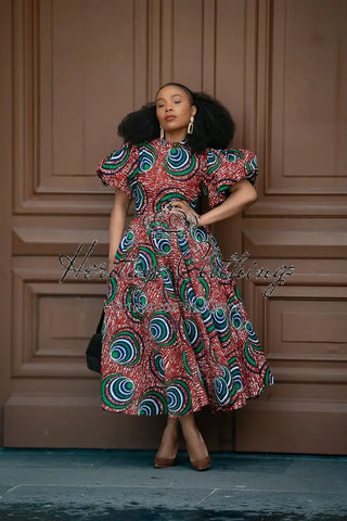 Olori Green And Red Dress Dresses