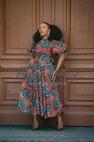 Olori Green And Red Dress Dresses