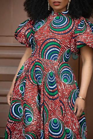 Olori Green And Red Dress Dresses