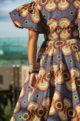 Olori Multicolored African Print Midi Dress Dresses