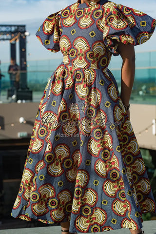 Olori Multicolored African Print Midi Dress Dresses