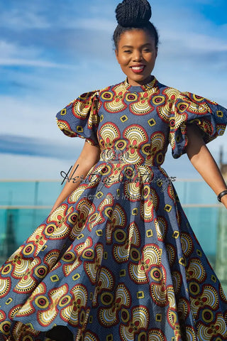 Olori Multicolored African Print Midi Dress Dresses