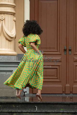 Olori Orange And Green Dress Dresses