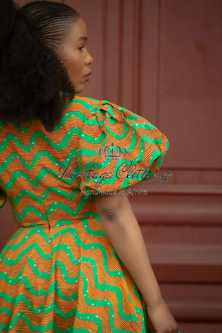 Olori Orange And Green Dress Dresses