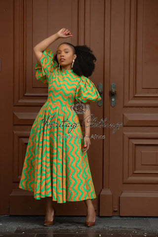 Olori Orange And Green Dress Dresses