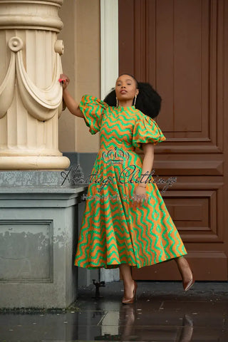 Olori Orange And Green Dress Dresses