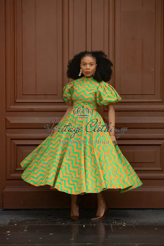 Olori Orange And Green Dress Dresses