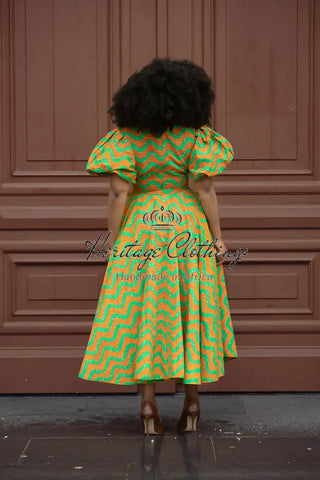 Olori Orange And Green Dress Dresses