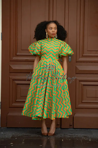 Olori Orange And Green Dress Dresses