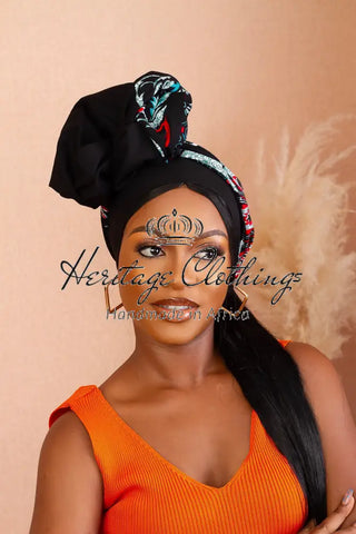 Oluchi Black Floral Headwrap Accessories