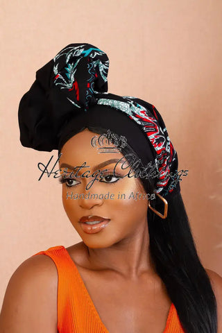 Oluchi Black Floral Headwrap Accessories