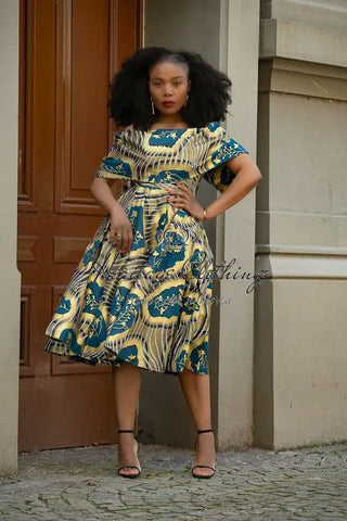 Oyin Blue And Gold Dress Dresses