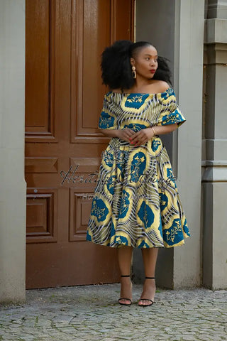 Oyin Blue And Gold Dress Dresses