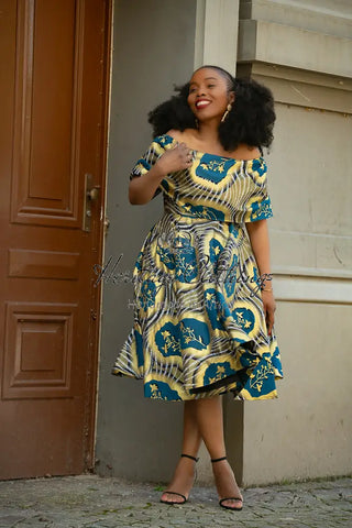 Oyin Blue And Gold Dress Dresses