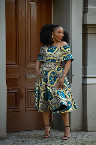 Oyin Blue And Gold Dress Dresses