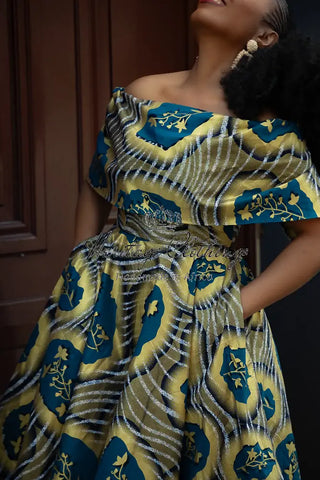 Oyin Blue And Gold Dress Dresses