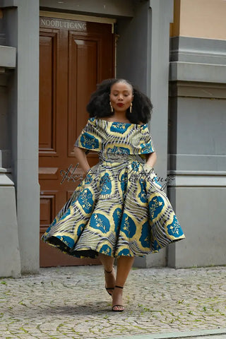 Oyin Blue And Gold Dress Dresses