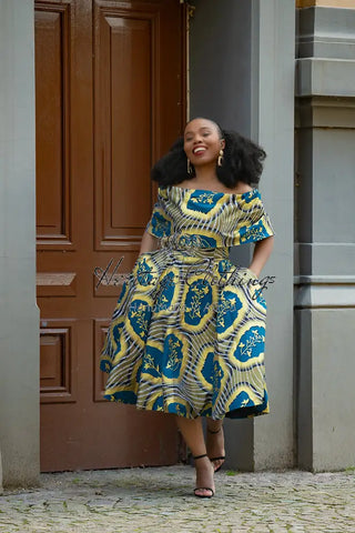 Oyin Blue And Gold Dress Dresses