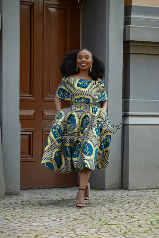 Oyin Blue And Gold Dress Dresses