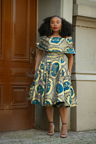 Oyin Blue And Gold Dress Dresses