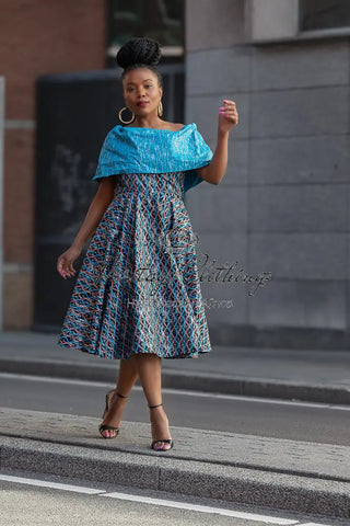 Oyin Blue And Silver Midi Dress