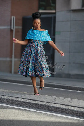 Oyin Blue And Silver Midi Dress