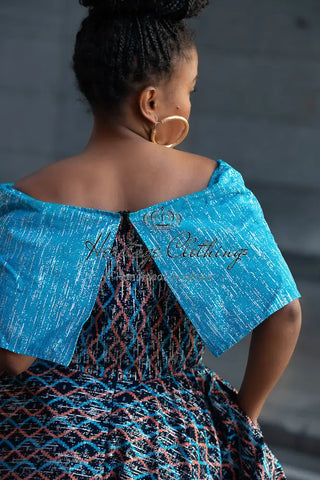 Oyin Blue And Silver Midi Dress