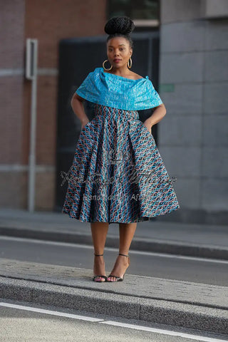 Oyin Blue And Silver Midi Dress