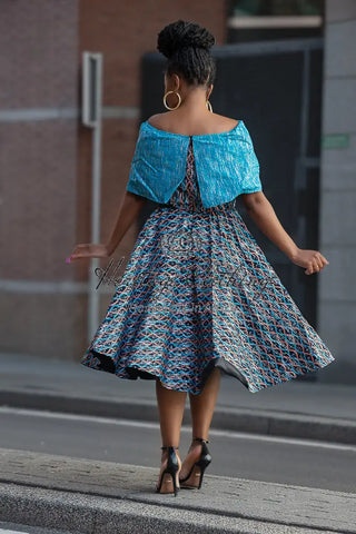 Oyin Blue And Silver Midi Dress