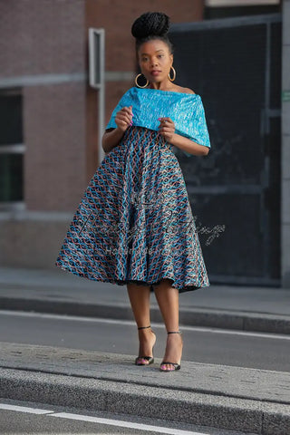 Oyin Blue And Silver Midi Dress