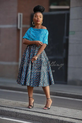 Oyin Blue And Silver Midi Dress