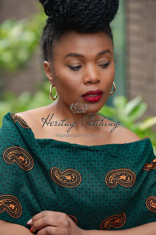 Oyin Green And Brown Midi Dress. Dresses