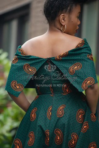 Oyin Green And Brown Midi Dress. Dresses