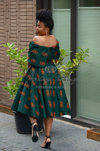 Oyin Green And Brown Midi Dress. Dresses