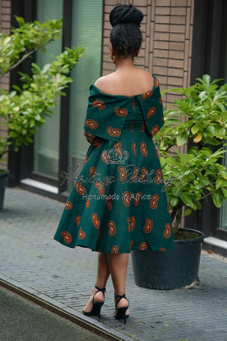 Oyin Green And Brown Midi Dress. Dresses