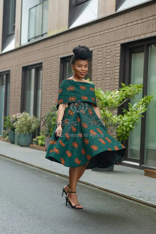 Oyin Green And Brown Midi Dress. Dresses