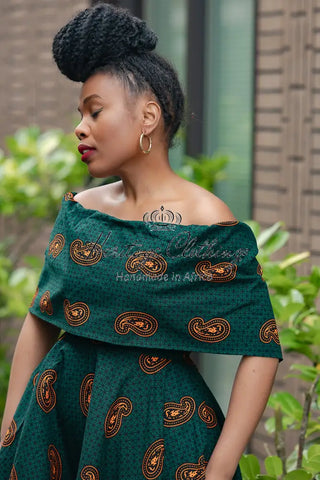 Oyin Green And Brown Midi Dress. Dresses