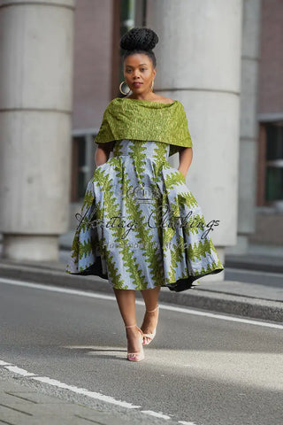 Oyin Green And Gold Midi Dress