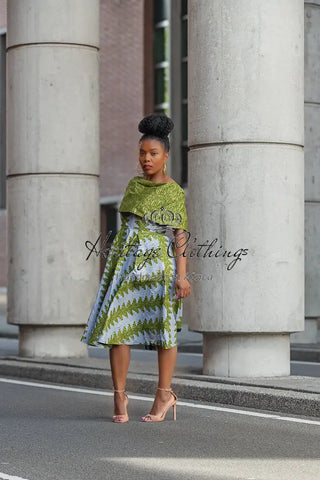 Oyin Green And Gold Midi Dress