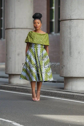 Oyin Green And Gold Midi Dress