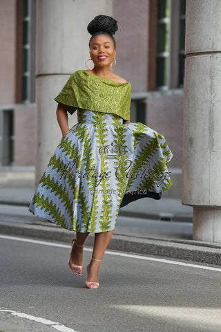 Oyin Green And Gold Midi Dress